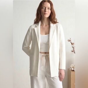 Quince Organic Cotton Knit Clean Girl Minimalist Blazer Size M